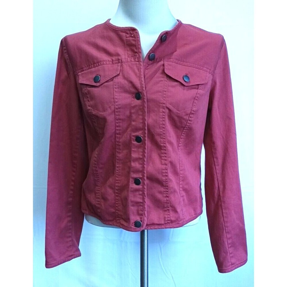 Pendleton Jacket Women Medium Twill Laguna Orange Button Front Long Sleeve